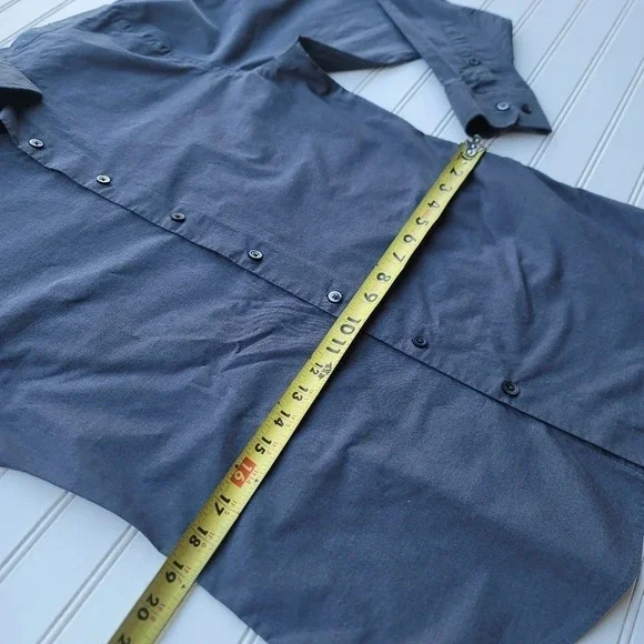 Express 1MX Charcoal Gray Men Long Sleeve Button Shirt Slim Fit M 15-15.5 - Picture 5 of 9